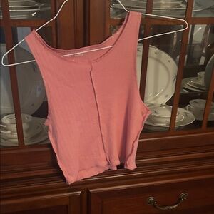American Eagle Outfitters Coral Ribbed Tank Top